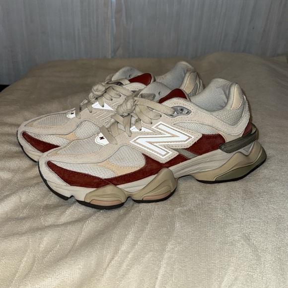 New Balance Shoes - New Balance Cream and Burgundy Sneakers